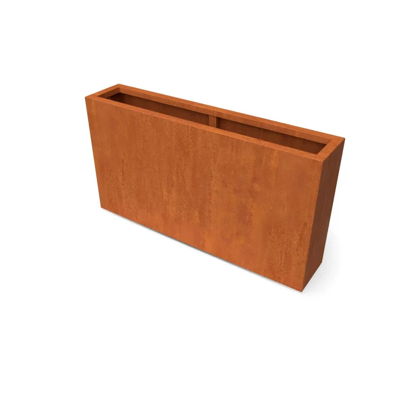 Jardinière en acier corten allongée sans fond 150x30x80 cm