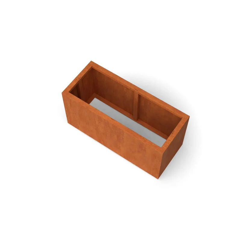 Jardinière en acier corten allongée sans fond 120x50x60 cm