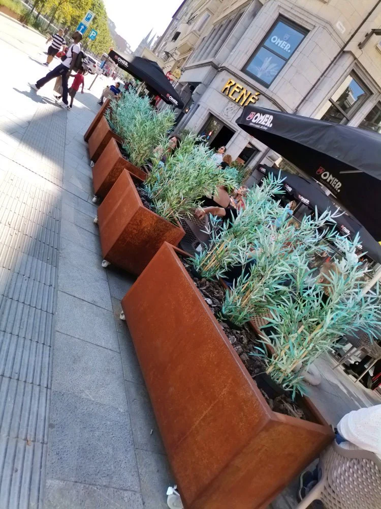 Jardinière en acier corten allongée sans fond 200x50x60 cm