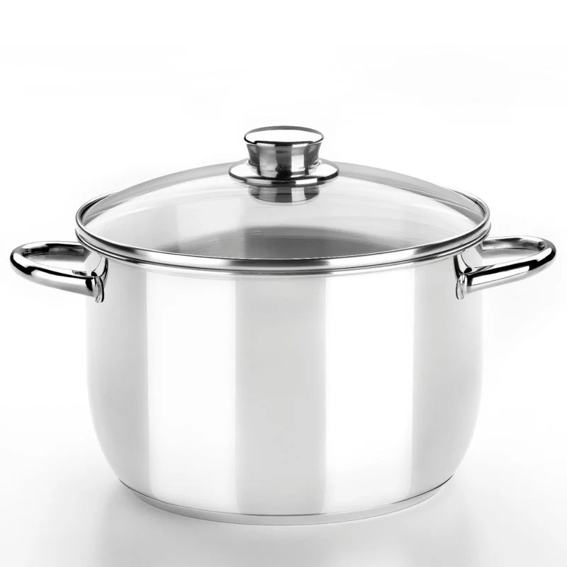 Olla 20CM Acero Inoxidable Sin Antiadherente Tapa Cristal Optima Monix