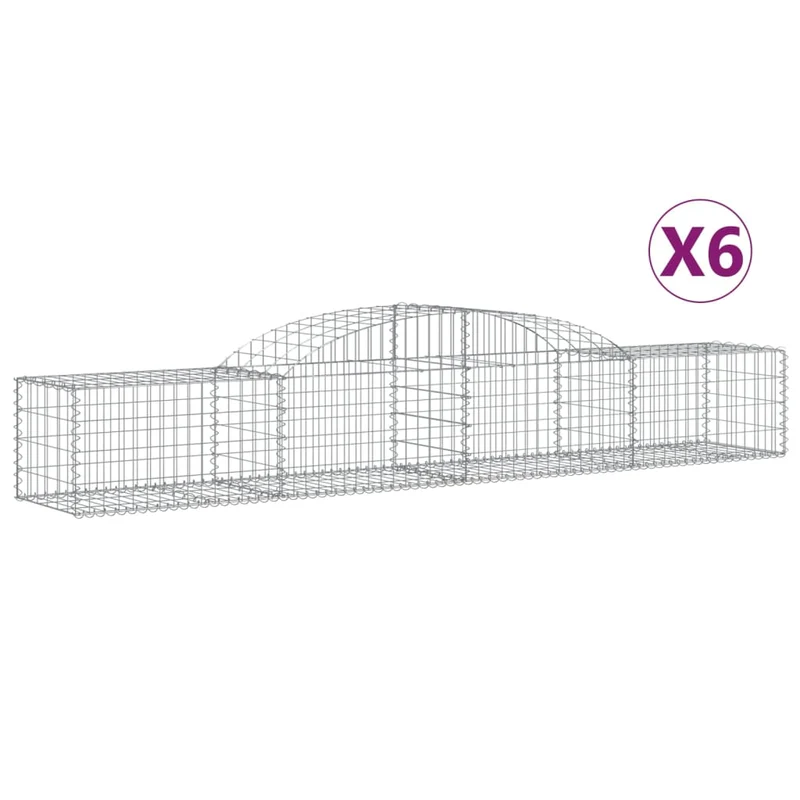 Cestas De Gaviones 6 Uds Forma De Arco Hierro 300x50x40/60 Cm