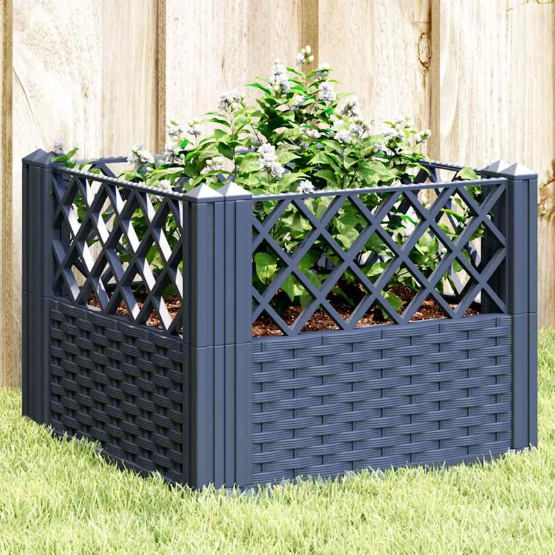 Jardinera Con Clavijas Pp Azul Gris 43,5x43,5x43,5 Cm