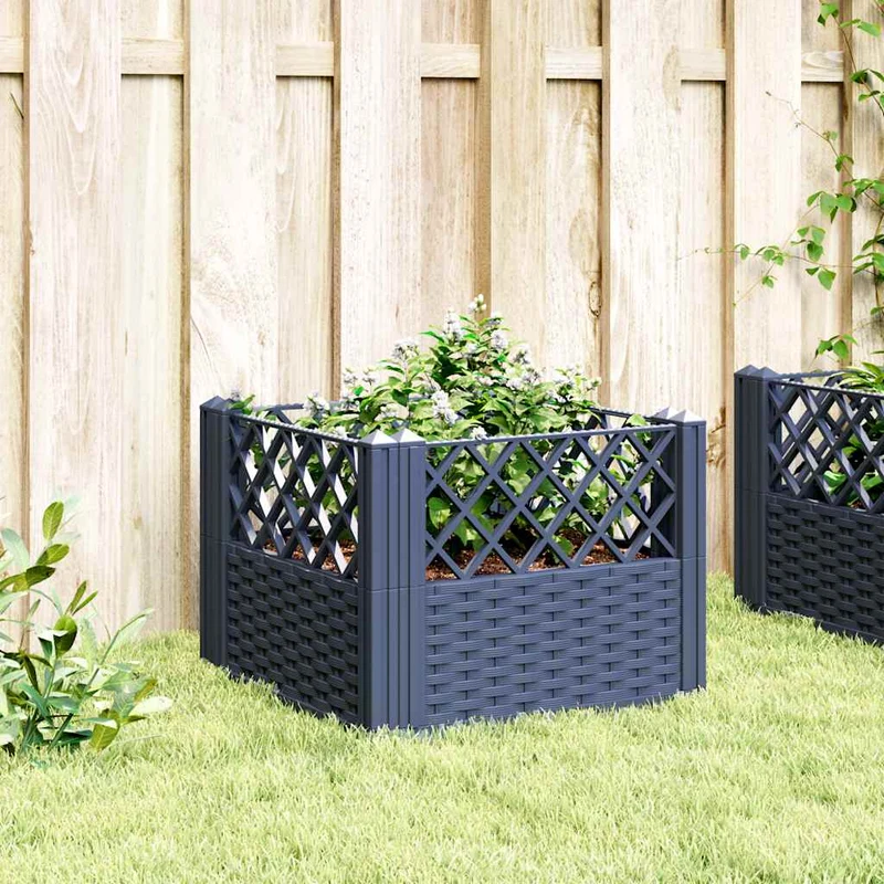 Jardinera Con Clavijas Pp Azul Gris 43,5x43,5x43,5 Cm