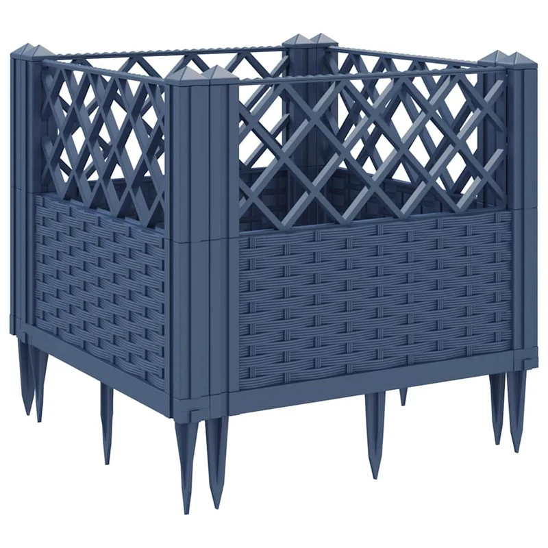 Jardinera Con Clavijas Pp Azul Gris 43,5x43,5x43,5 Cm