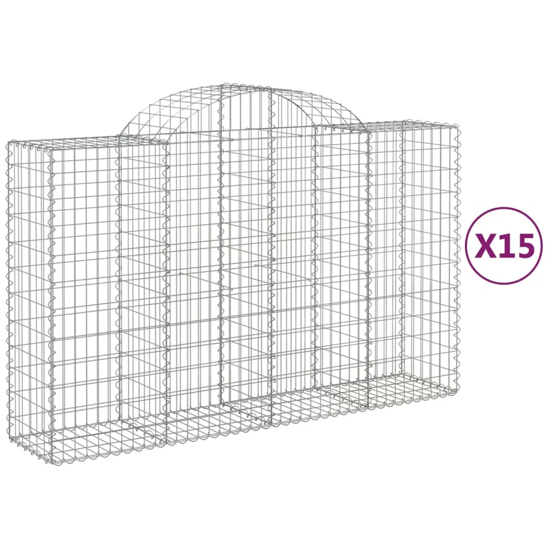 Cestas Gaviones 15 Uds Forma De Arco Hierro 200x50x120/140 Cm