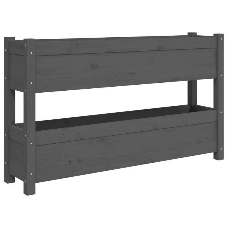 Jardinera De Madera Maciza De Pino Gris 112x25x66 Cm