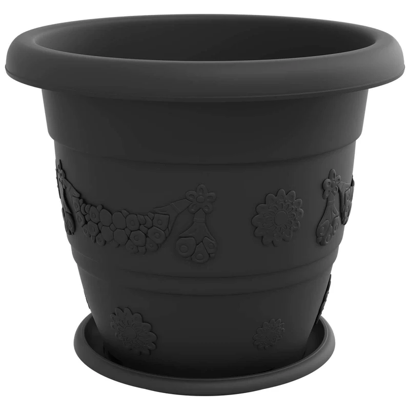 Macetas 24 Uds. Negro Ø 39 X 32 Cm Plástico