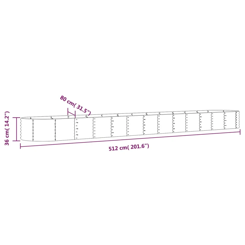Jardinera Arriate Acero Galvanizado Gris 512x80x36 Cm