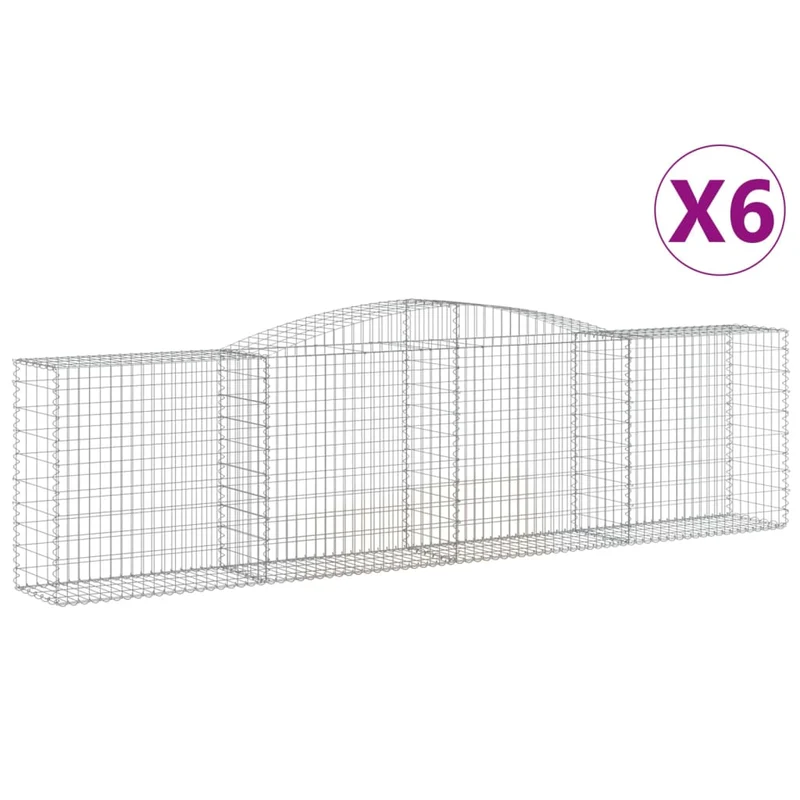 Cestas De Gaviones 6 Uds Forma De Arco Hierro 400x50x100/120 Cm