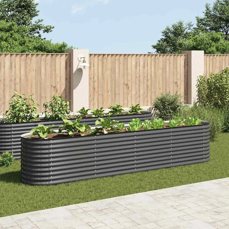 Arriate De Acero Galvanizado Gris 400x80x81 Cm