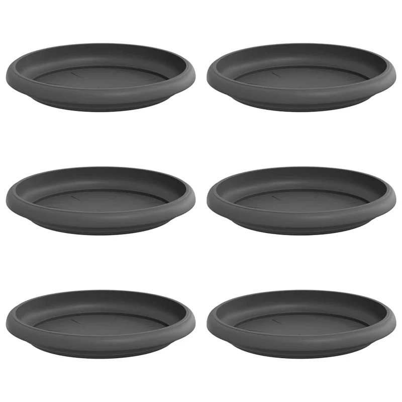 Bandeja Redonda Para Flores 6 Uds. Negro Ø 14 X 2 Cm Plástico