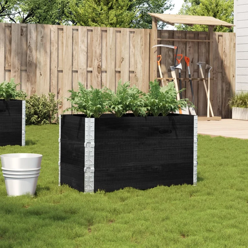 Jardinera De Madera Maciza De Pino Negro 100x50 Cm