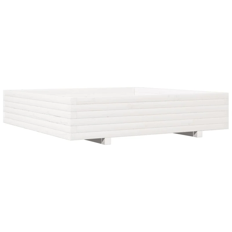 Jardinera De Madera Maciza De Pino Blanca 110x110x26,5 Cm