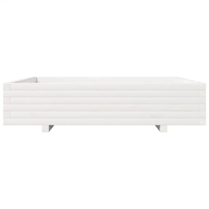 Jardinera De Madera Maciza De Pino Blanca 110x110x26,5 Cm