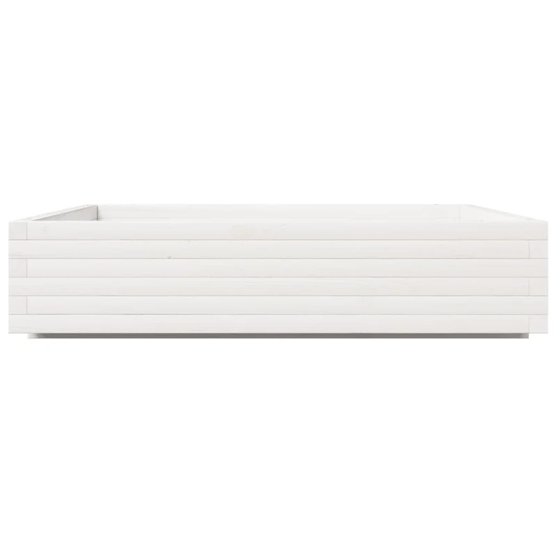 Jardinera De Madera Maciza De Pino Blanca 110x110x26,5 Cm