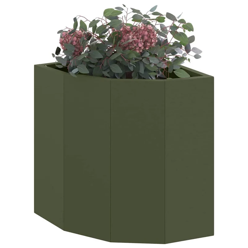 Macetero De Esquina Verde Oliva 30 X 30 X 35 Cm Acero