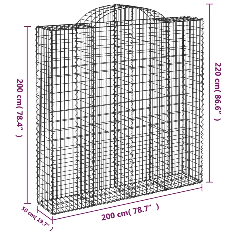 Cestas De Gaviones 10 Uds Forma De Arco Hierro 200x50x200/220cm