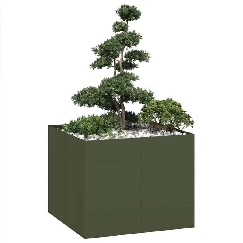 Jardinera Acero Verde Oliva 100x100x80 Cm