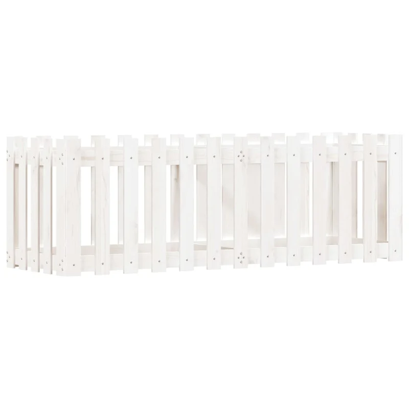 Arriate Elevado Jardín Con Valla Madera Pino Blanco 150x50x50cm