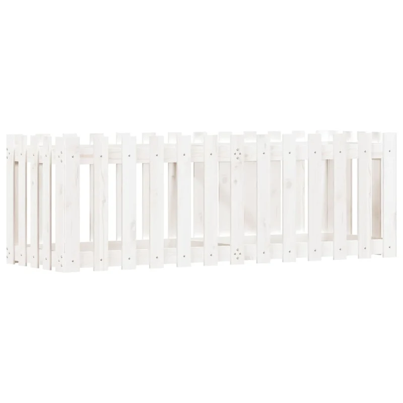 Arriate Elevado Jardín Con Valla Madera Pino Blanco 150x50x50cm