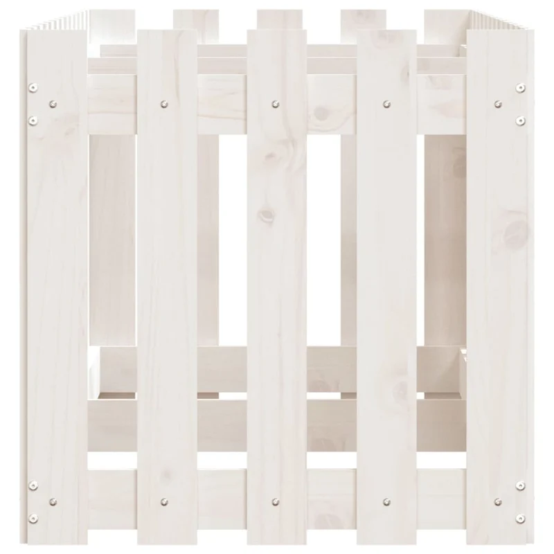 Arriate Elevado Jardín Con Valla Madera Pino Blanco 150x50x50cm