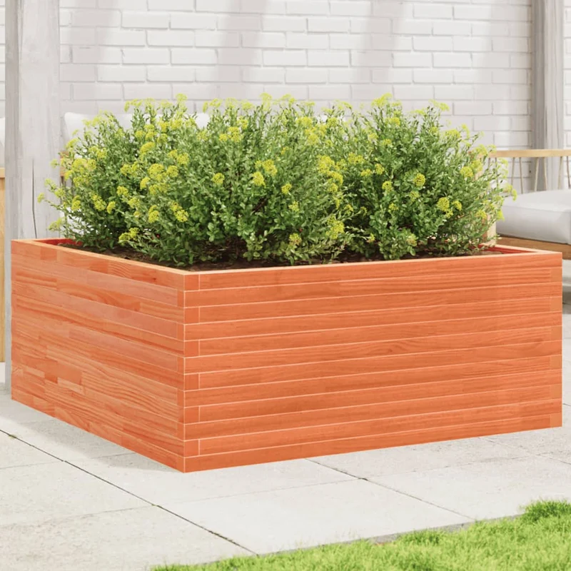 Jardinera De Madera Maciza De Pino Marrón Cera 110x110x46 Cm