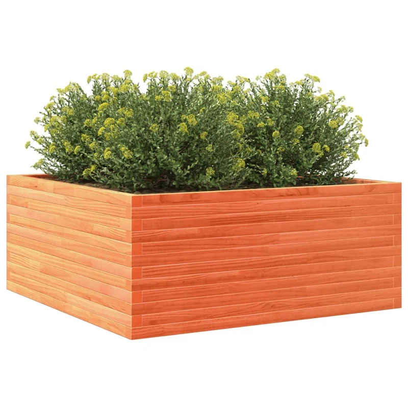Jardinera De Madera Maciza De Pino Marrón Cera 110x110x46 Cm
