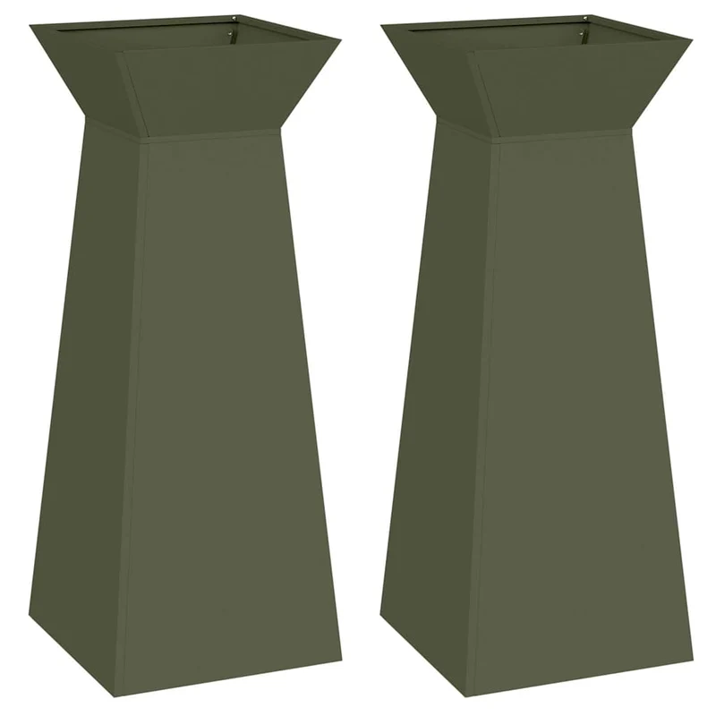 Maceta Pilar 2 Uds. Verde Oliva 40 X 40 X 100 Cm