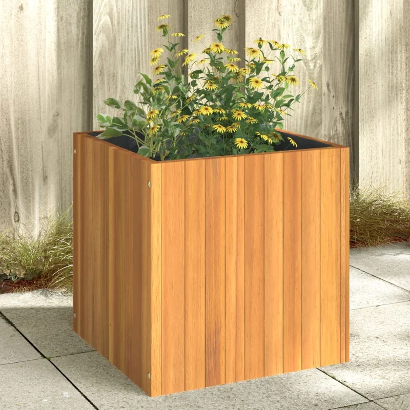 Jardinera De Madera Maciza De Acacia 45x45x45 Cm