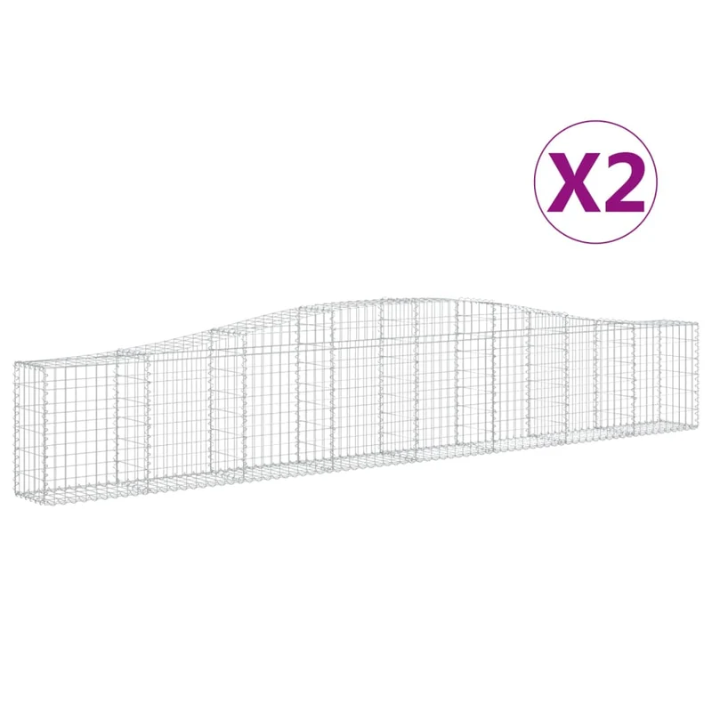 Cestas De Gaviones 2 Uds Forma De Arco Hierro 400x30x60/80 Cm