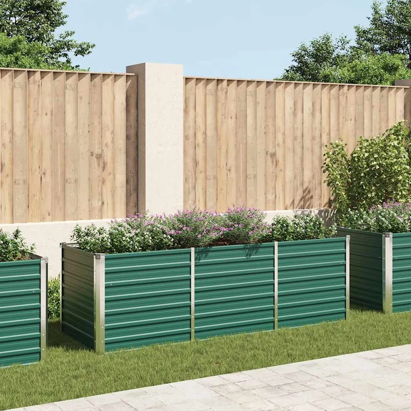 Arriate De Jardín De Acero Galvanizado Verde 240x80x77 Cm
