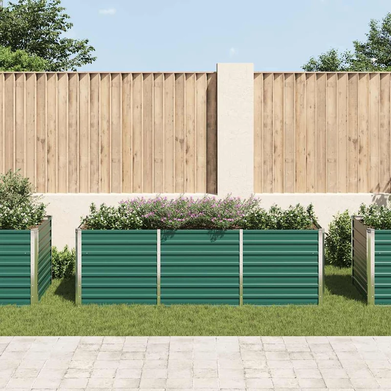 Arriate De Jardín De Acero Galvanizado Verde 240x80x77 Cm