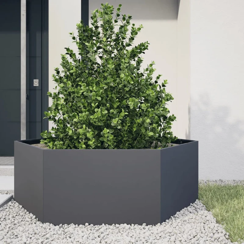 Jardinera Hexagonal Acero Gris Antracita 138x120x45 Cm