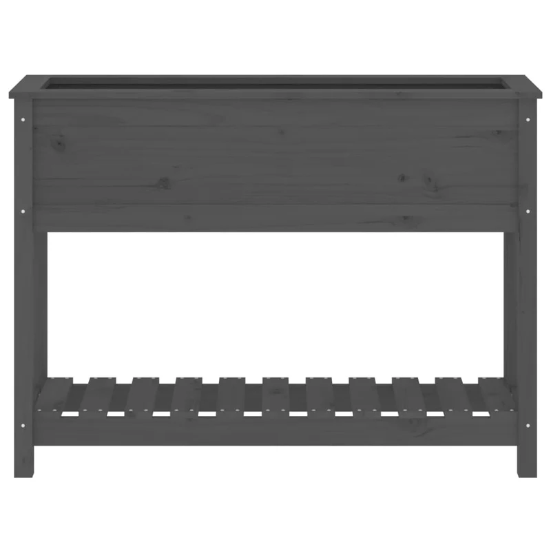 Jardinera Con Estante Madera Maciza Pino Gris 111,5x34,5x81 Cm