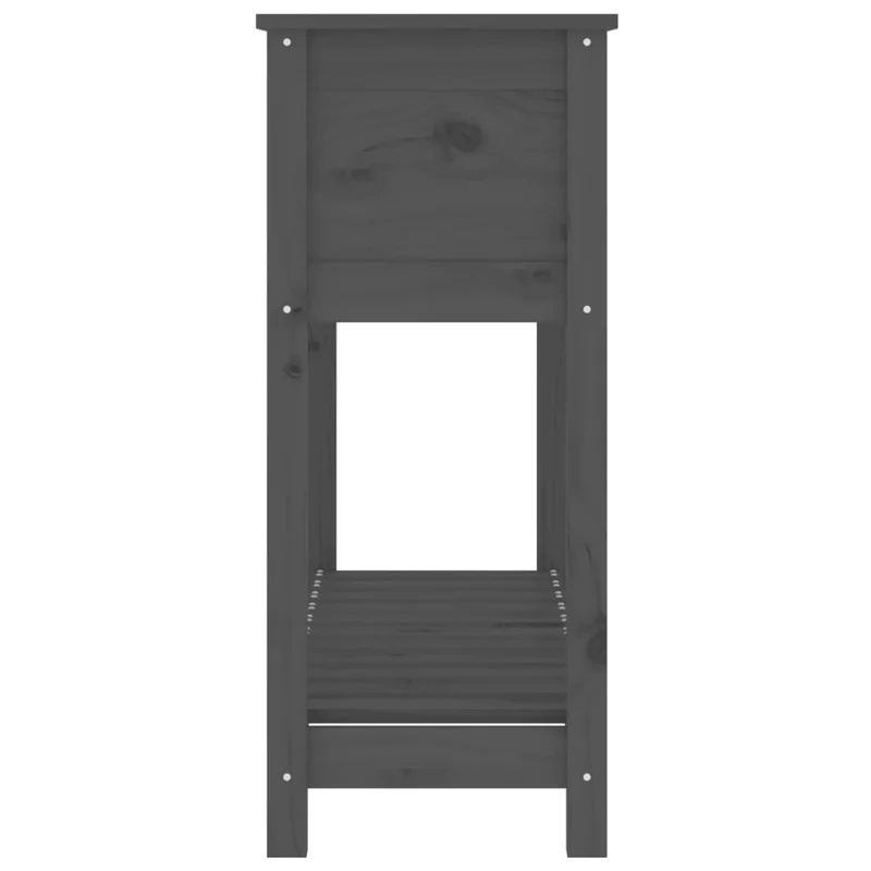 Jardinera Con Estante Madera Maciza Pino Gris 111,5x34,5x81 Cm