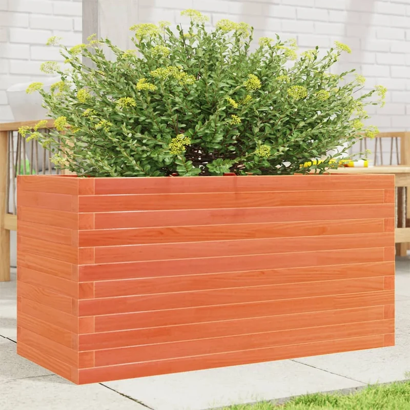 Jardinera De Madera Maciza Pino Marrón Cera 90x40x46 Cm