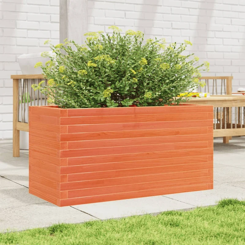 Jardinera De Madera Maciza Pino Marrón Cera 90x40x46 Cm