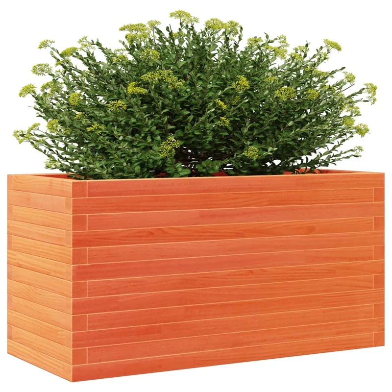 Jardinera De Madera Maciza Pino Marrón Cera 90x40x46 Cm