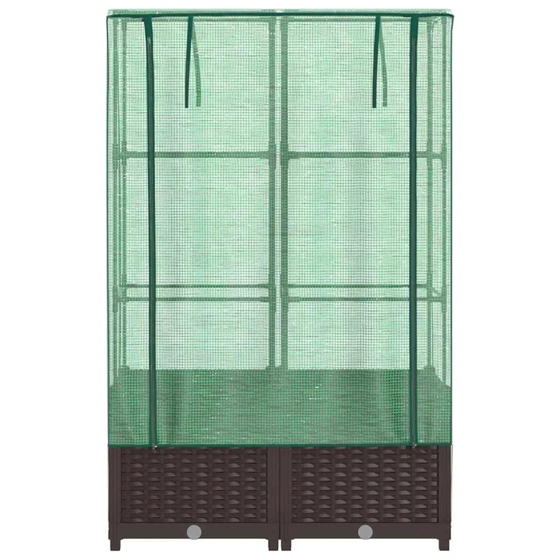 Arriate Con Cubierta Invernadero Aspecto Ratán 80x40x138 Cm