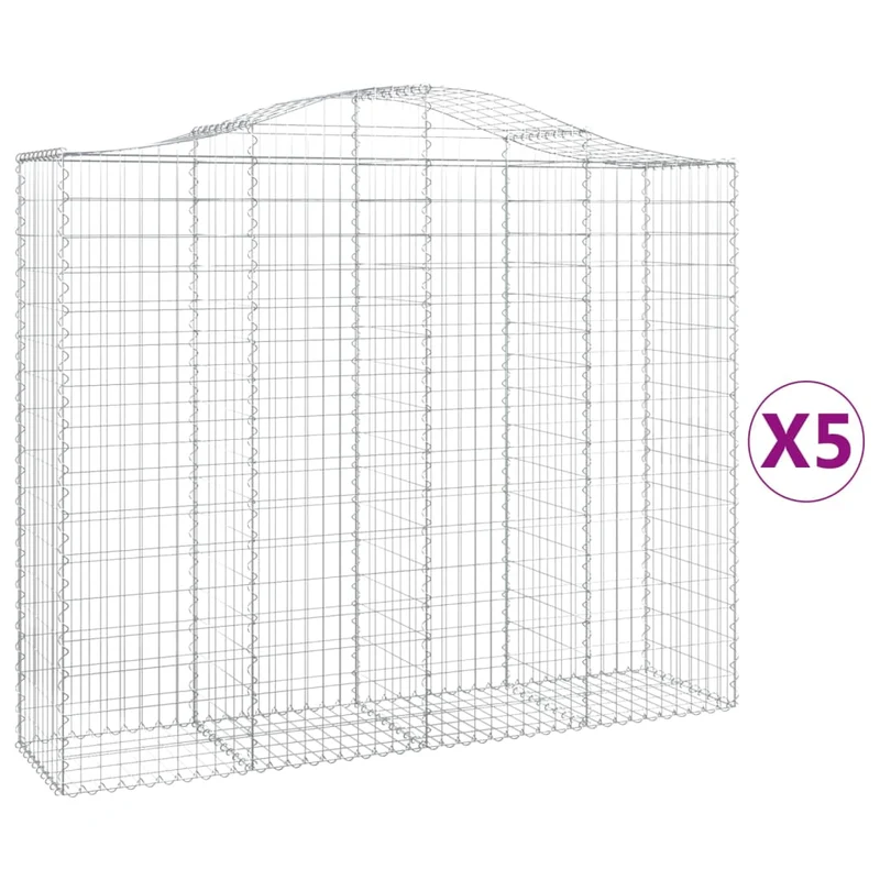 Cestas De Gaviones 5 Uds Forma De Arco Hierro 200x50x160/180 Cm