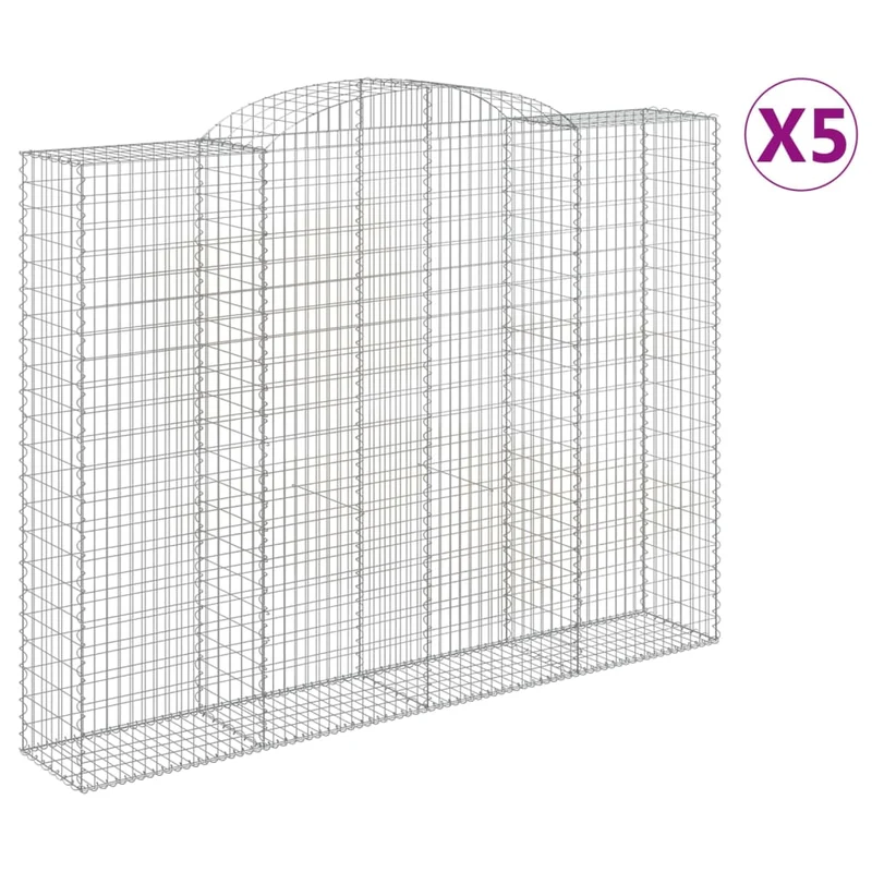 Cestas De Gaviones 5 Uds Forma De Arco Hierro 300x50x220/240 Cm