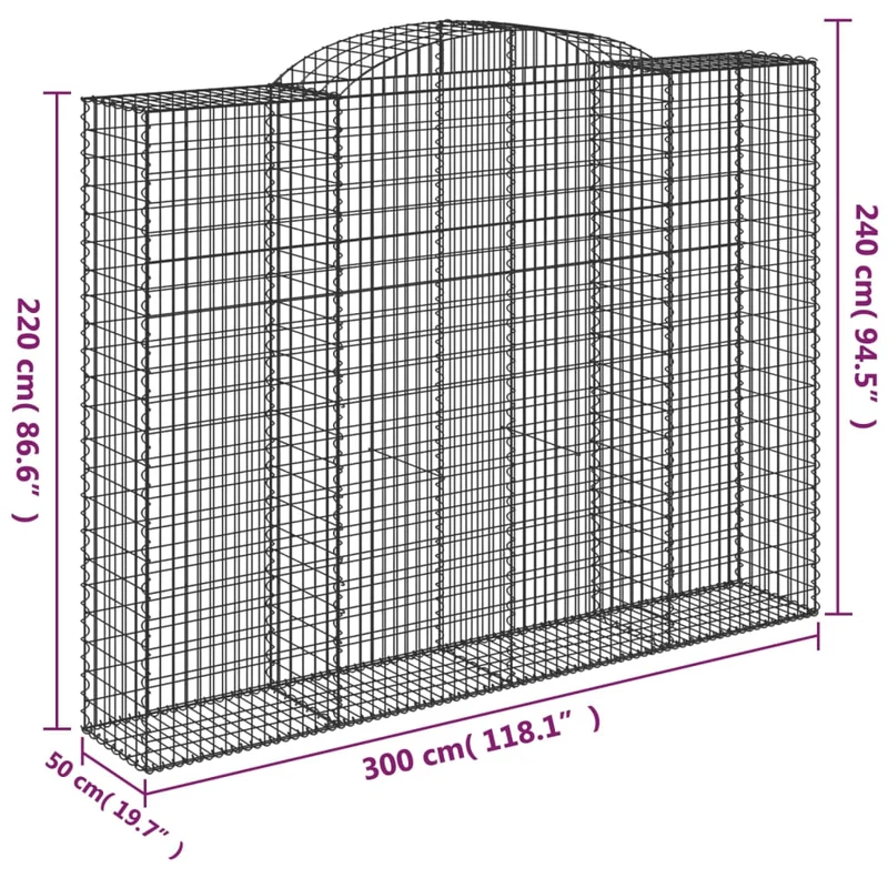 Cestas De Gaviones 5 Uds Forma De Arco Hierro 300x50x220/240 Cm