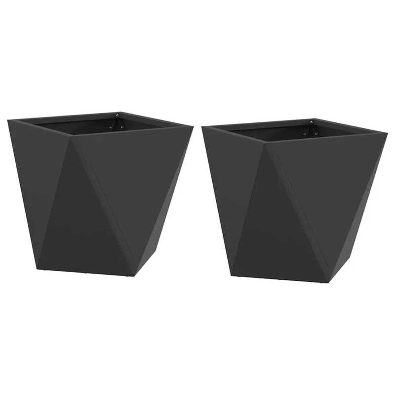 Jardinera 2 Uds. Negro 30 X 30 X 30 Cm Acero