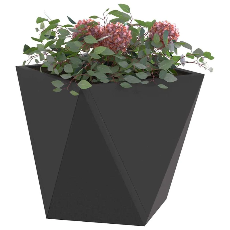 Jardinera 2 Uds. Negro 30 X 30 X 30 Cm Acero