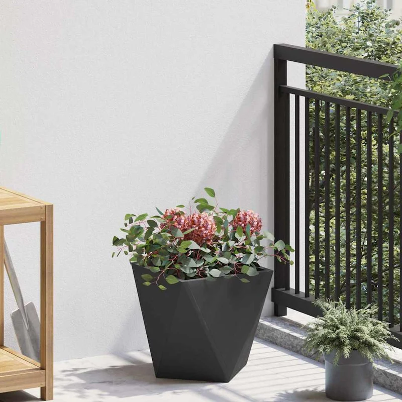 Jardinera 2 Uds. Negro 30 X 30 X 30 Cm Acero