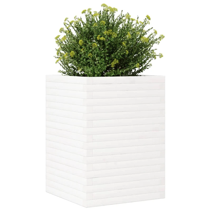 Jardinera Madera Maciza De Pino Blanco 50x50x68,5 Cm