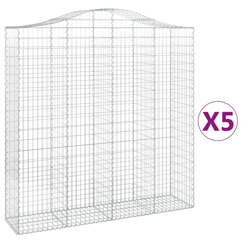 Cestas De Gaviones 5 Uds Forma De Arco Hierro 200x50x200/220 Cm