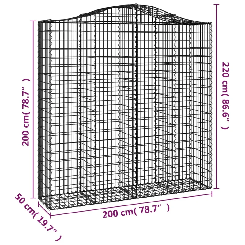 Cestas De Gaviones 5 Uds Forma De Arco Hierro 200x50x200/220 Cm