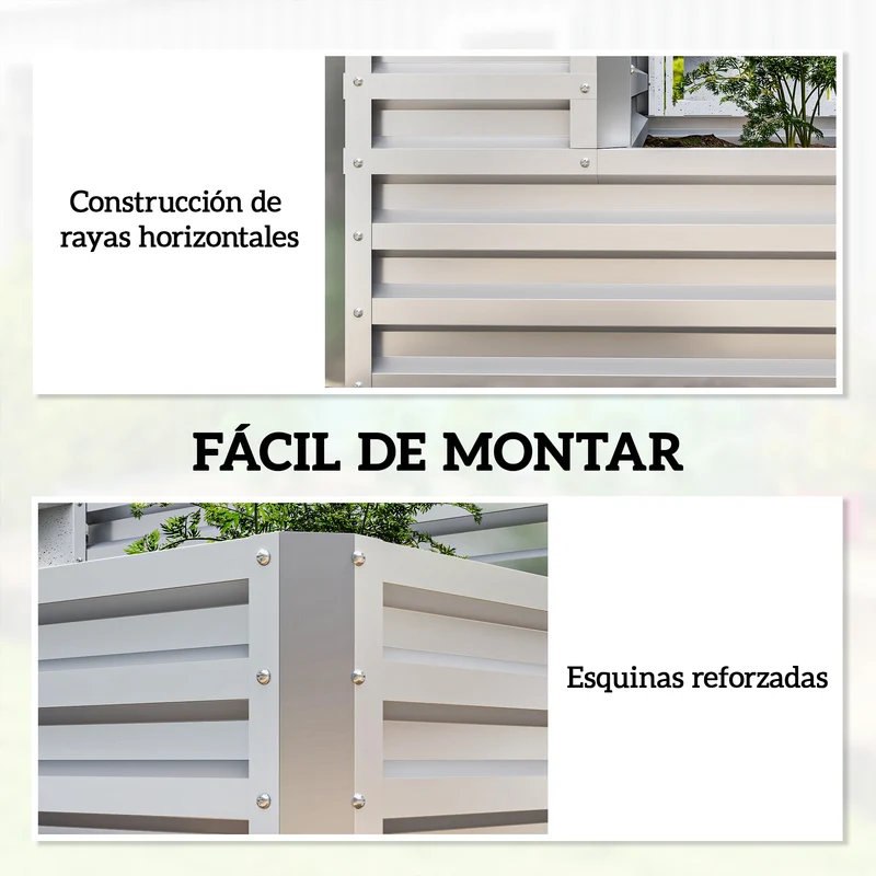 Outsunny Huerto Urbano de 2 Niveles de Acero Galvanizado, Jardinera Exterior con Diseño de Escalera y Fondo Abierto para Cultivos, Plantas, Herbaria, para Terraza, Jardín, 120x101x58 cm, Plateado