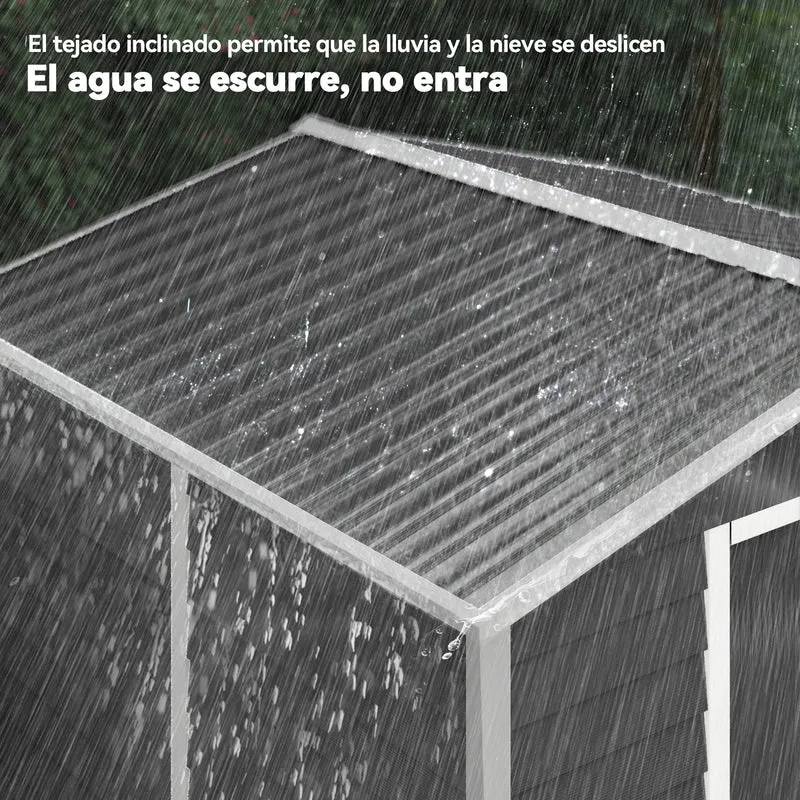 Outsunny Caseta de Jardín Exterior 4,4 m², 240x206x198 cm, Cobertizo de Jardín Exterior Metálico con Base Refuerzo (Suelo NO Incluido), Puerta Corredera con Cerradura y 4 Ventanas para Patio, Gris